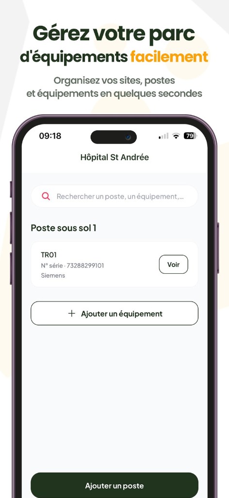 Application LAB710 — parc d’équipements